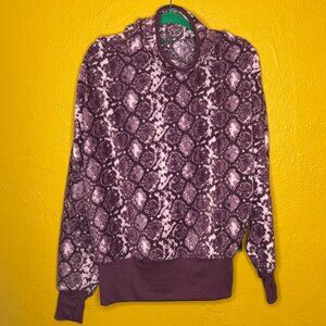 Tahari Sport Purple Printed Funnel Neck Pullover Top Women’s Medium